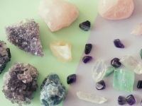 healing crystals spread with amethyst rose quartz selenite