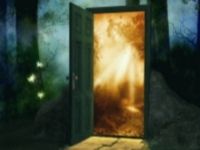 faery magical door in the deep forest